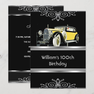 Convite Festa de Aniversário de 100 anos do Homem Carro Pr
