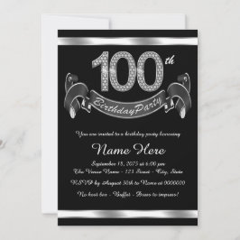 Convite Festa de Aniversário de 100 Anos Elegante