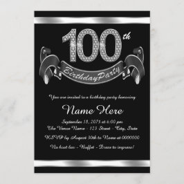 Convite Festa de Aniversário de 100 Anos Elegante