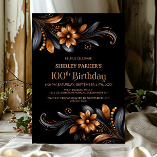 Convite Festa de Aniversário de 100 anos Floral Laranja Pr