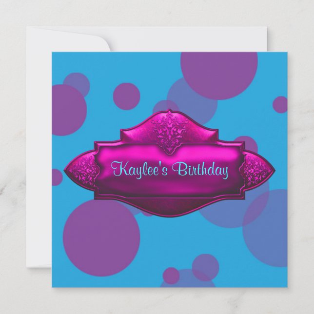 Convite Festa de Aniversário de 10 anos Meninas Bolhas Ver (Frente)