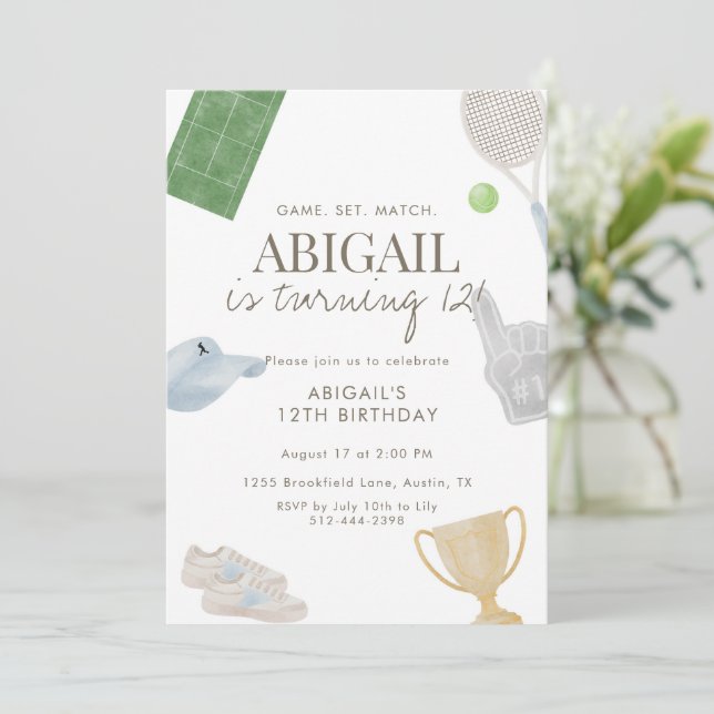 Convite Festa de Aniversário de 12 anos da Blue Tennis par (Em pé/Frente)