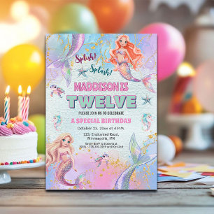 Convite Festa de Aniversário de 12 anos das Sereias com Br