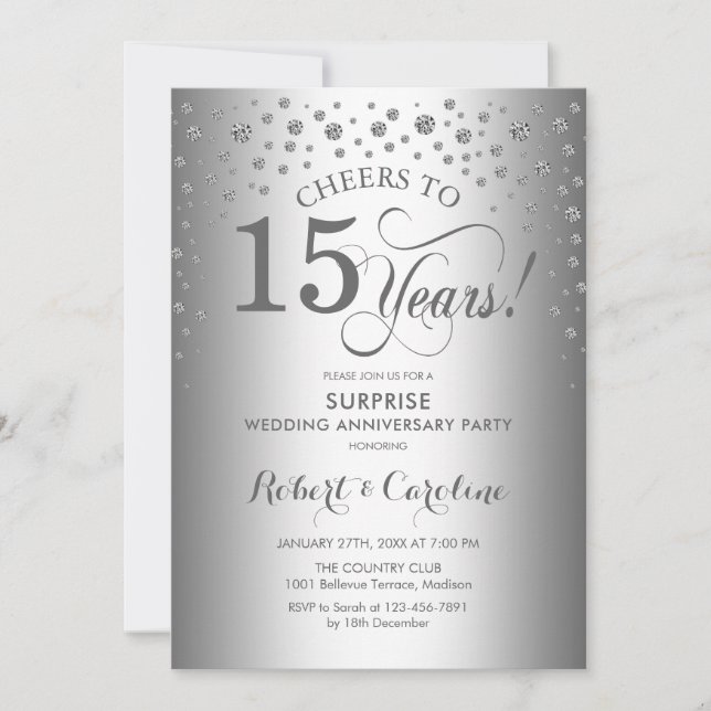 Convite Festa de Aniversário de 15 Anos de Surpresa de Dia (Frente)