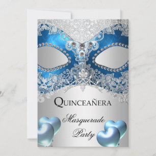 Convite Festa de Aniversário de 15 Anos Masquerade Azul
