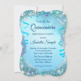 Convite Festa de Aniversário de 15 Anos Quinceanera Azul S