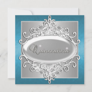 Convite Festa de Aniversário de 15 anos Quinceanera Prata