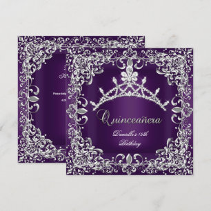Convite Festa de Aniversário de 15 Anos Quinceanera Roxo E