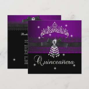 Convite Festa de Aniversário de 15 anos Quinceanera Roxo P