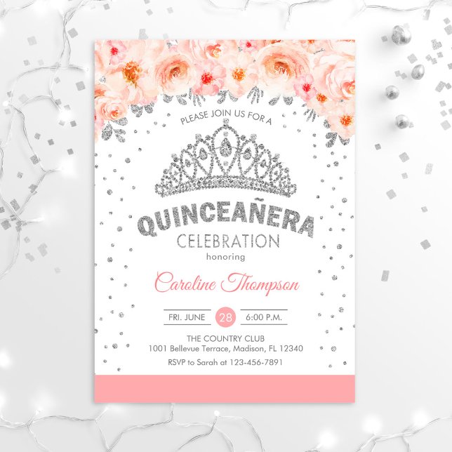 Convite Festa de aniversário de 15 de Quinceanera - Rosa P (Criador carregado)