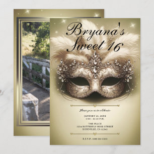 Convite Festa de Aniversário de 16 Anos com Máscara de Our