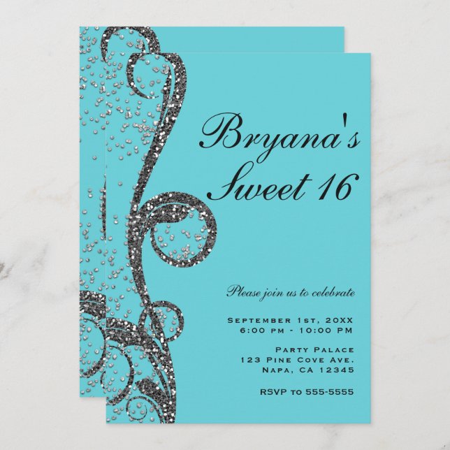 Convite Festa de Aniversário de 16 anos com Redemoinho de  (Frente/Verso)