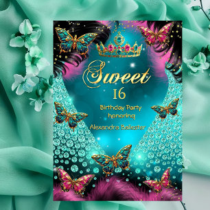 Convite Festa de aniversário de 16 anos doce Borboletas Ro