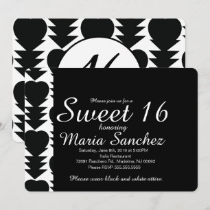 Convite Festa de Aniversário de 16 Anos Doce Coração Preto