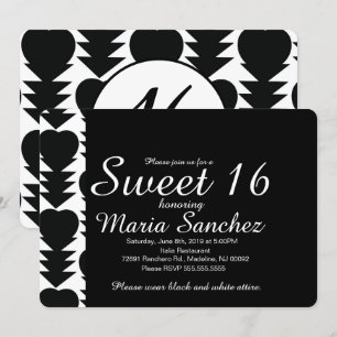 Convite Festa de Aniversário de 16 Anos Doce Coração Preto