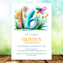 Festa de Aniversário de 16 Anos Floral Borboleta A