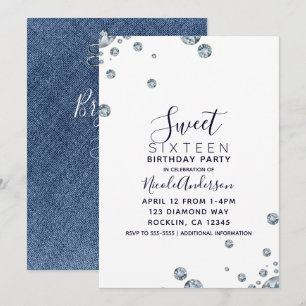 Convite Festa de Aniversário de 16 Anos Jean Denim & Diamo