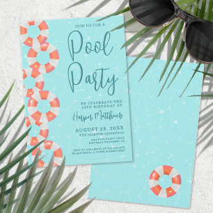 Convite Festa de Aniversário de 16 Anos na Piscina de Verã