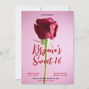 Convite Festa de Aniversário de 16 Anos Rosa Doce Rosa Ver