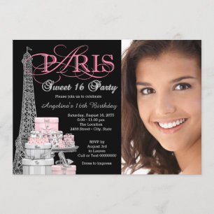 Convite Festa de Aniversário de 16 Anos Rosa Paris Sweet