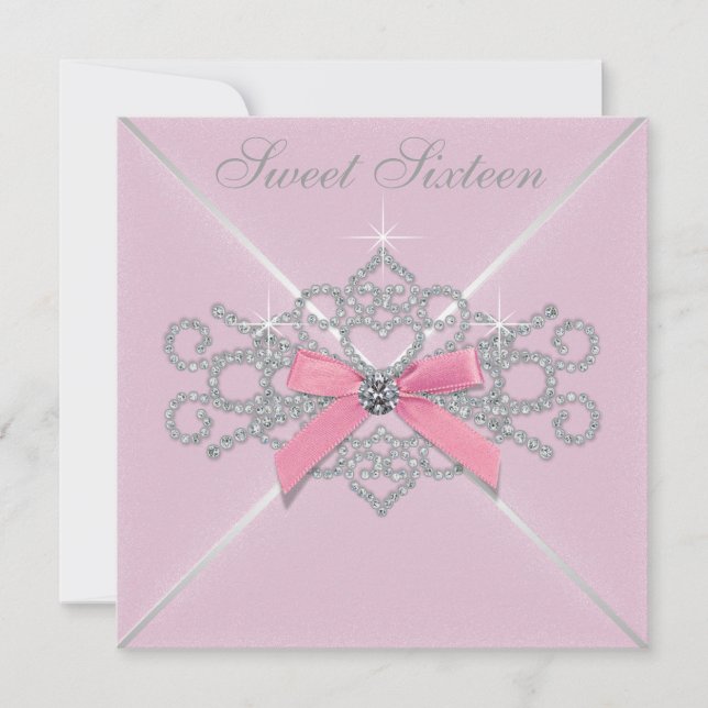 Convite Festa de Aniversário de 16 Anos Sweet 16 com Diama (Frente)