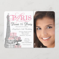 Festa de Aniversário de 16 Anos Tema Paris Rosa e