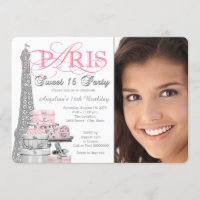 Festa de Aniversário de 16 Anos Tema Paris Rosa e
