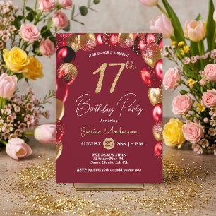 Convite Festa de Aniversário de 17 anos Surpresa Dourado G