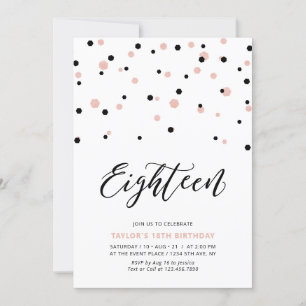 Convite Festa de aniversário de 18 anos de menina em preto