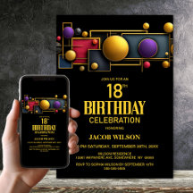 Festa de Aniversário de 18 Anos Geométrica Colorid