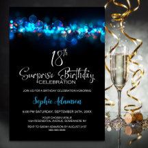 Festa de Aniversário de 18 Anos Surpresa Preta com