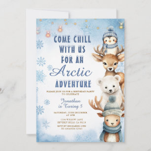 Convite Festa de Aniversário de 1 Ano Animais Aventura Árt