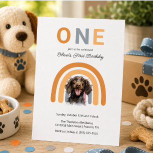 Convite Festa de Aniversário de 1 Ano com Cachorro Adoráve