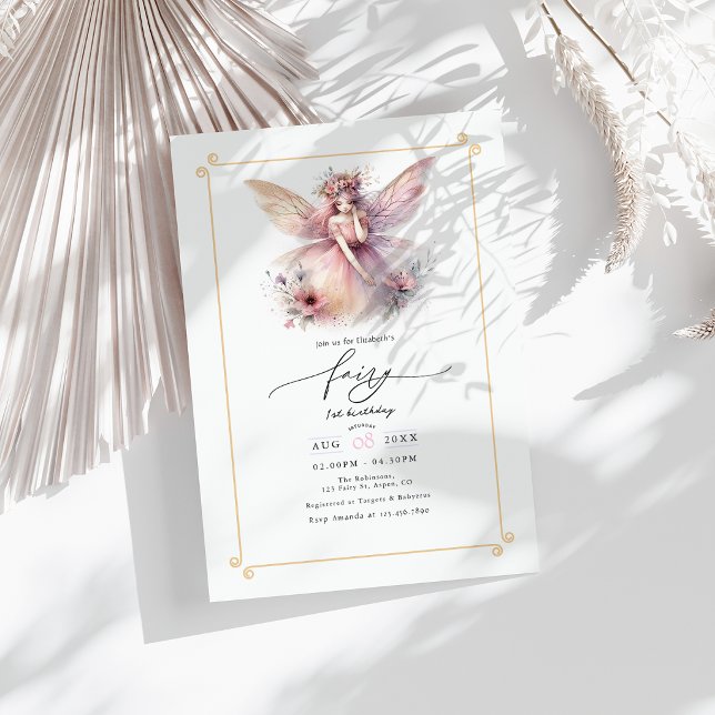 Convite Festa de Aniversário de 1 Ano da Fada (Fairy First 1st Birthday Party Invitation)
