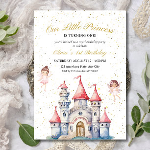 Convite Festa de Aniversário de 1 ano da Princesa Meninas 