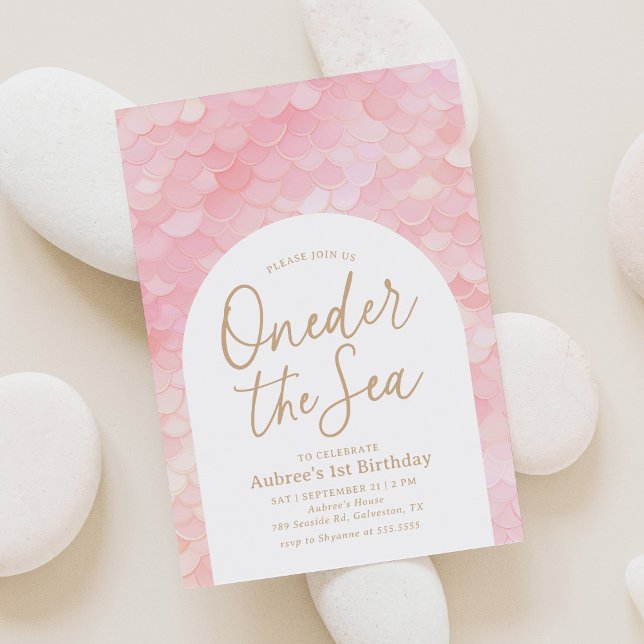 Convite Festa de Aniversário de 1 Ano da Sereia Rosa Onede (Criador carregado)