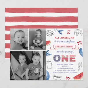 Convite Festa de Aniversário de 1 Ano Totalmente Americana