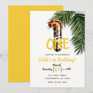 Convite Festa de Aniversário de 1 Um Ano com Estampa de An
