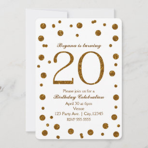 Convite Festa de Aniversário de 20 anos com Pontos Brilhan