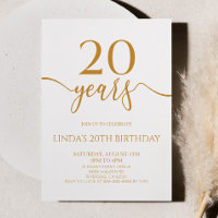 Festa de Aniversário de 20 anos Elegante Minimalis