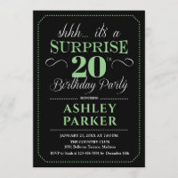 Festa de aniversário de 20 surpresa - Verde preto