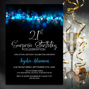 Convite Festa de Aniversário de 21 anos com Surpresa Preta