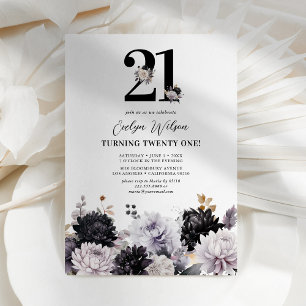 Convite Festa de Aniversário de 21 Anos com Tema Floral El