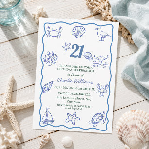 Convite Festa de Aniversário de 21 Anos com Vida Marinha D