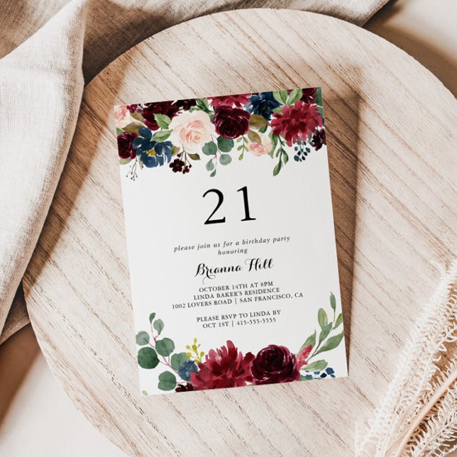 Convite Festa de aniversário de 21 anos da Caligrafia Mode (Criador carregado)