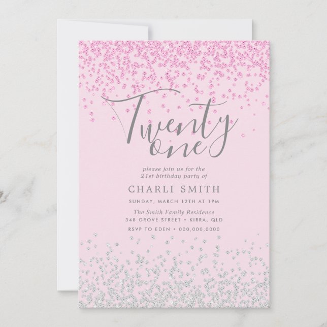 Convite Festa de aniversário de 21 anos das Garotas Glitte (Frente)