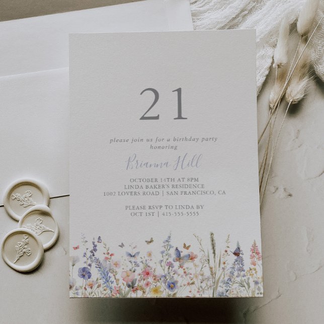 Convite Festa de aniversário de 21 anos de Flor Selvagem d (Criador carregado)
