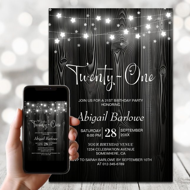 Convite Festa de aniversário de 21 anos de Madeira Negra (Criador carregado)