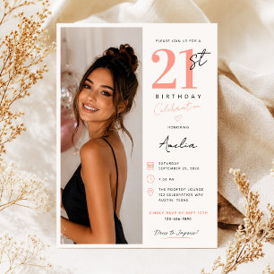Convite Festa de Aniversário de 21 Anos de Menina com Foto