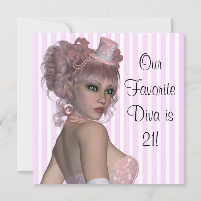 Convite Festa de aniversário de 21 anos de Mulheres de Div (Frente)